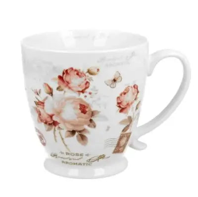 Vintage Duo Tasse mit Fuß zarte Rose 460 ml