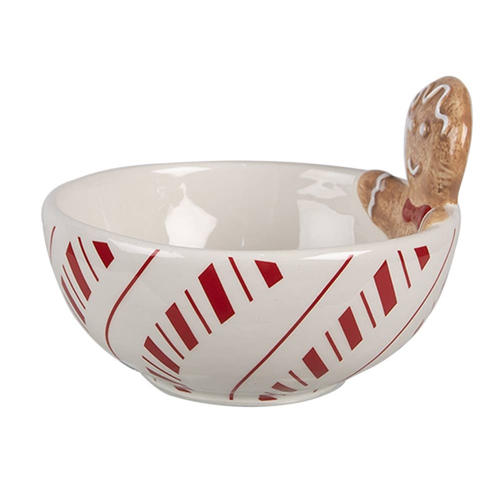 Schale 250 ml, weiß, rot, Keramik Lebkuchen