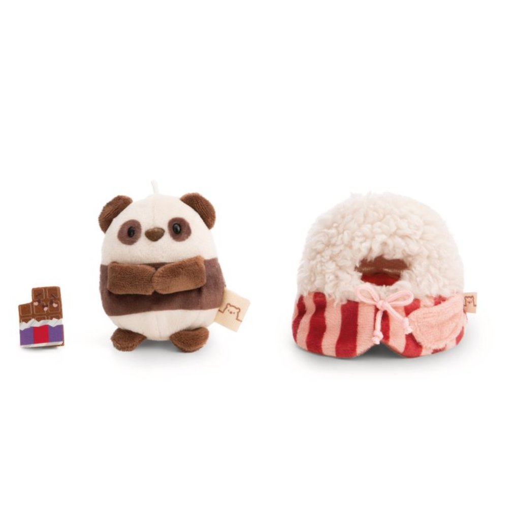 Nici Kuscheltier Panda Kono 8cm mit Schokolade u. Popcornkostüm