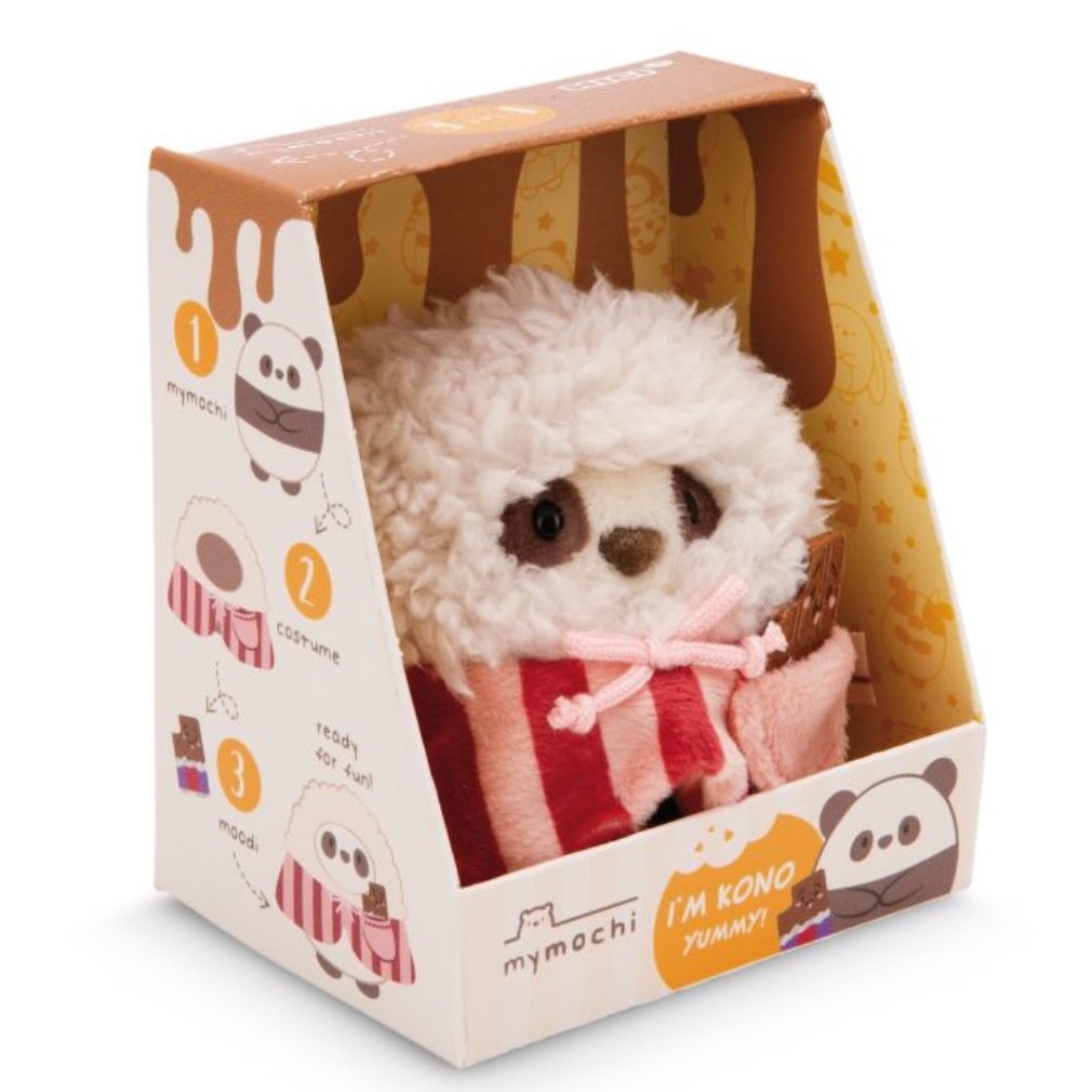 Nici Kuscheltier Panda Kono 8cm mit Schokolade u. Popcornkostüm