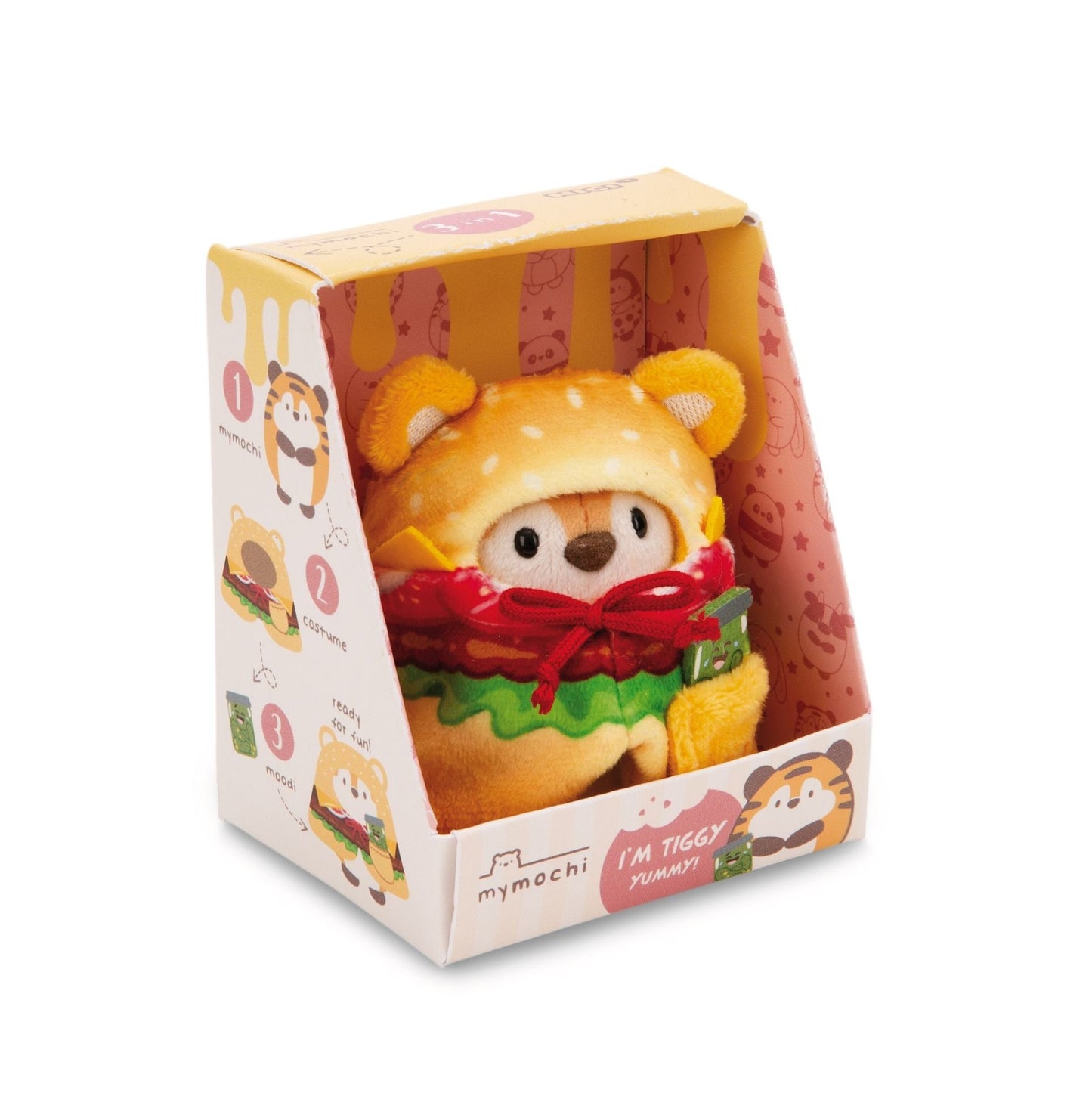 Nici Kuscheltier Set Tiger Tiggy mit Gurkenglas u. Hamburgerkostüm