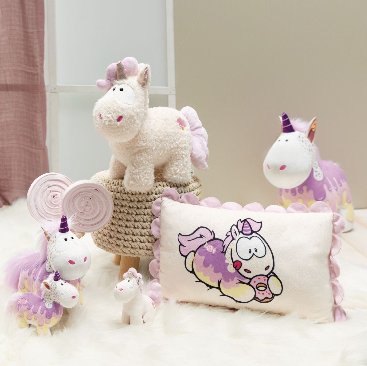 Süßes Rechteckiges Kissen Einhorn Sweety Rainbow