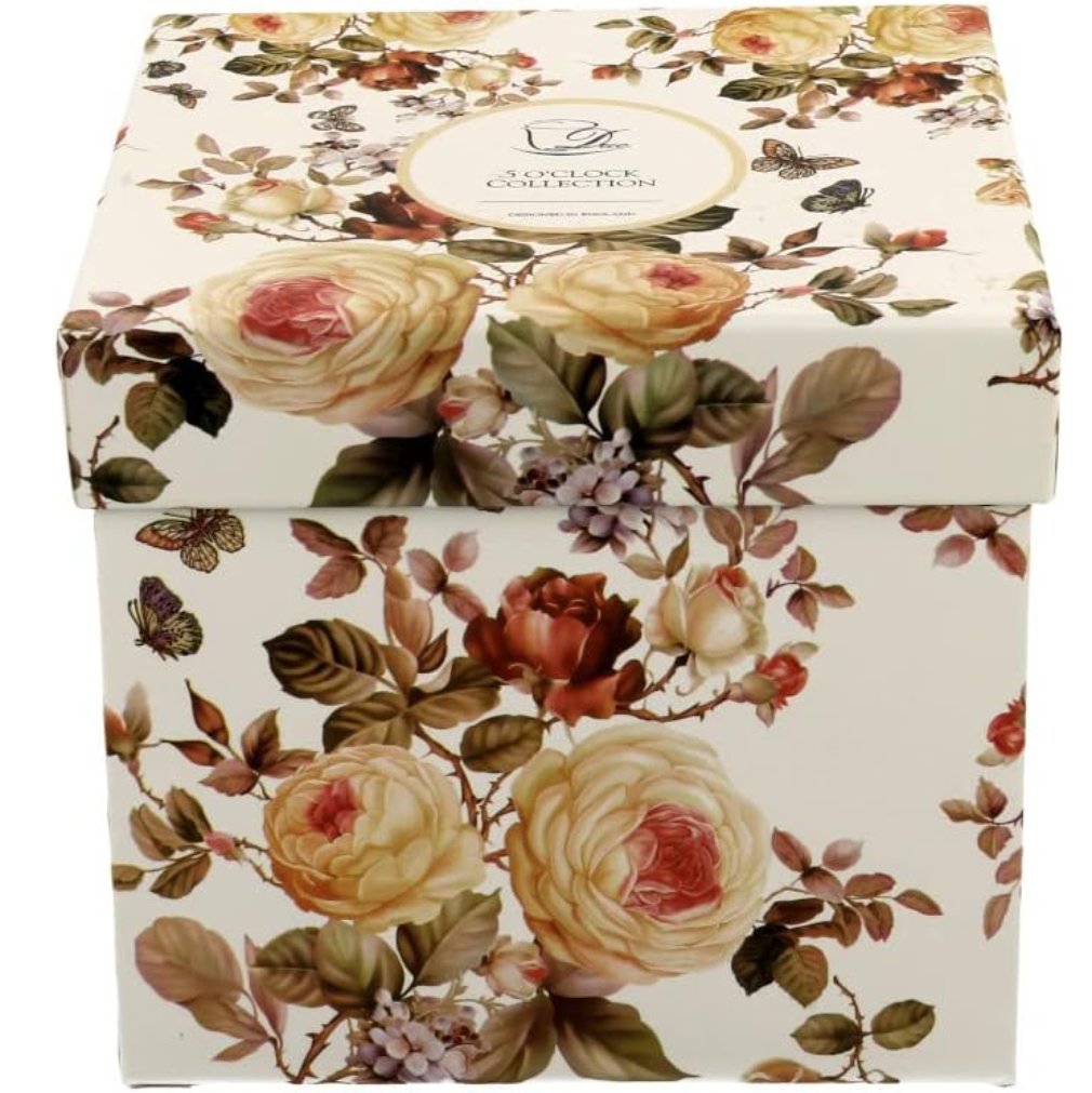 Duo Faßbecher Zarah Blumenmotiv weiß 420 ml mit Teesieb