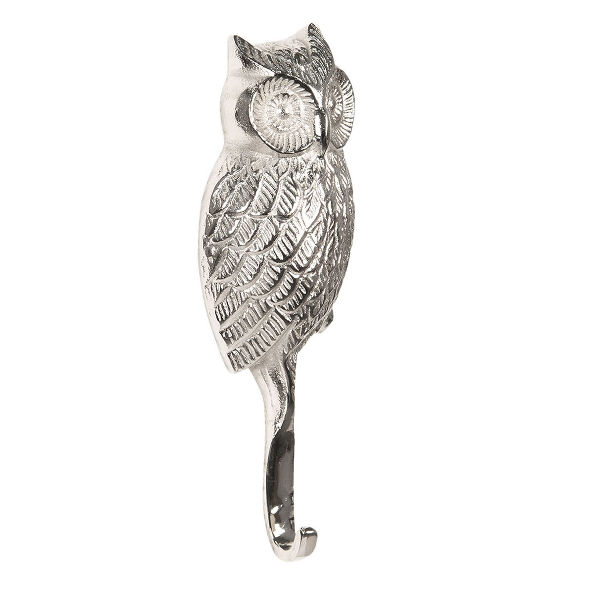 Kleiderhaken Eule in silberfarben aus Metall 20 cm