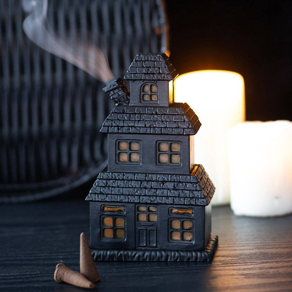 Schwarzer Spukhaus Räucherkegelhalter gothic Feko