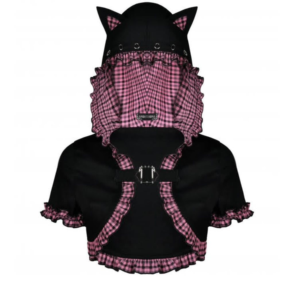 Gothic Kawaii Bolero schwarz-pink mit Katzenohren