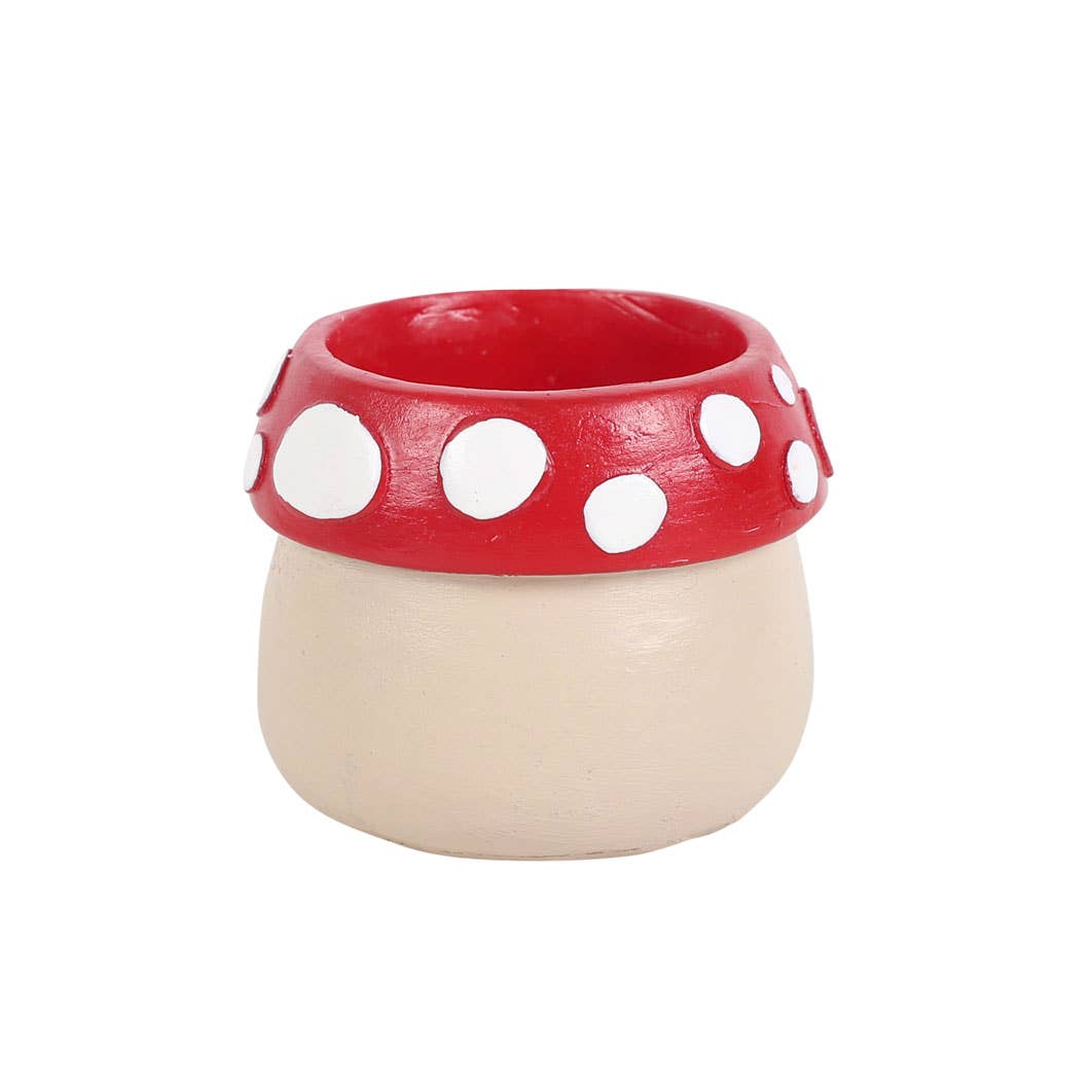 Kleines Mushroom House Teelichthalter aus Kunstharz vintage