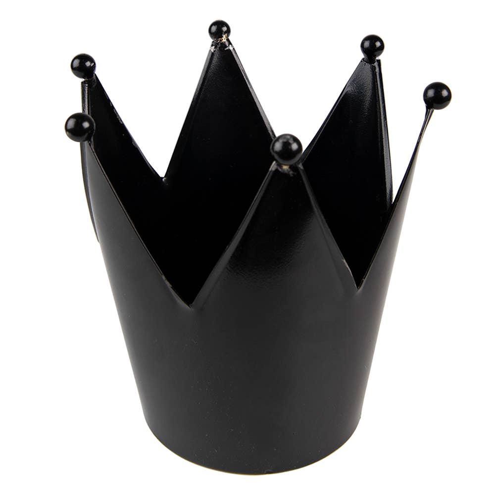 Teelichthalter Krone Ø 13x14 cm Schwarz Eisen