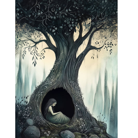 Vintage Grußkarte mit Umschlag "Alone"