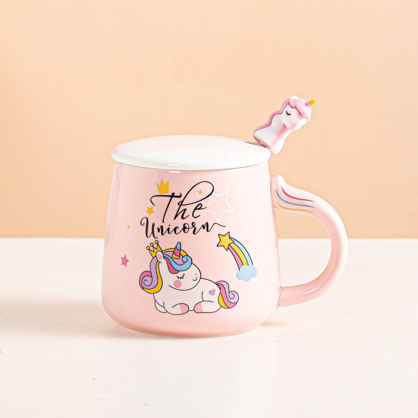 Süße Einhorn Tasse mit Deckel & Löffel Geschenkidee Kinder