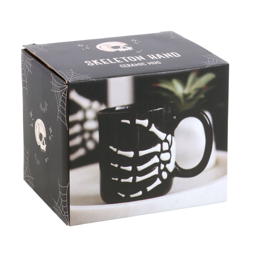 Gothic Halloween Tasse Becher mit Skeletthand schwarz