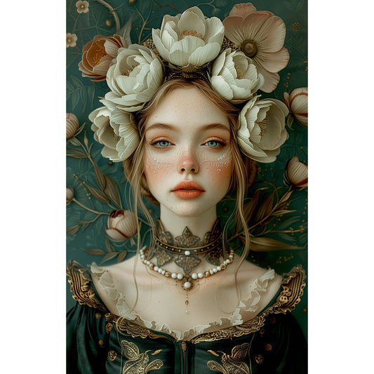 Romantische Grußkarte Blumenmädchen