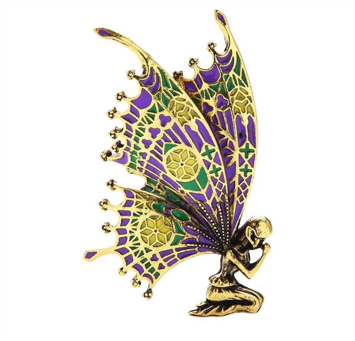Vintage Look Brosche Elfe violett