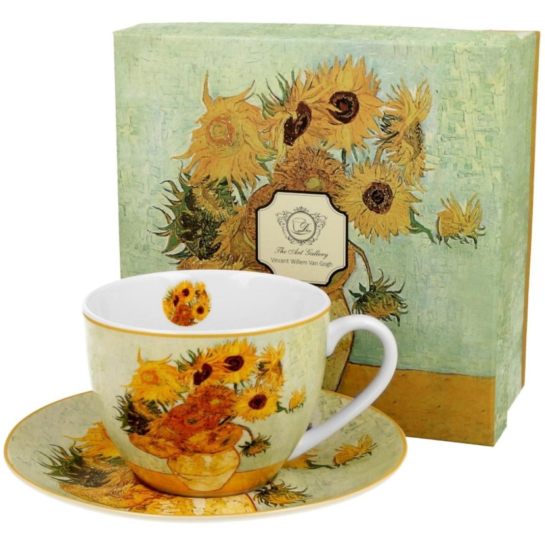 Vintage Duo Tasse mit Untertasse von Gogh Sonnenblumen