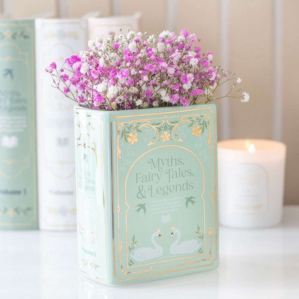 Romantisch vintage Vase in Buchfom "The Book Club" grün