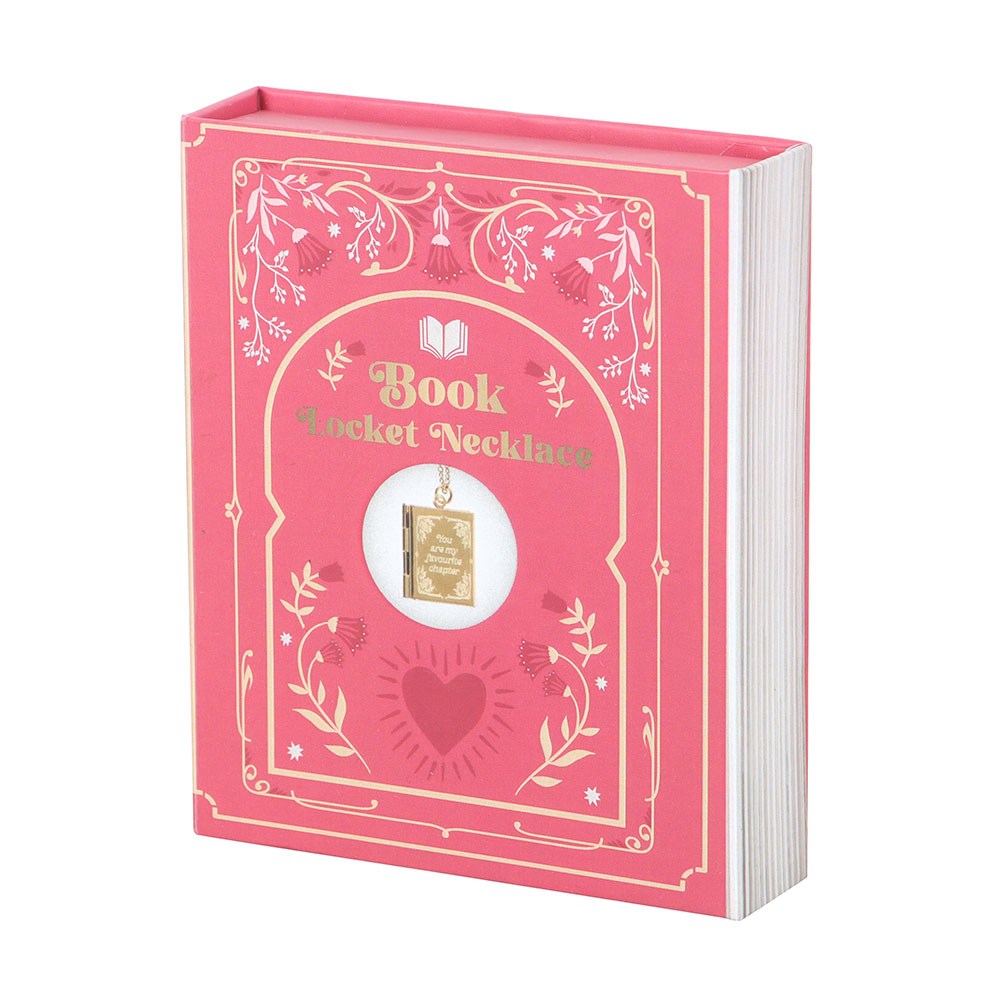 Romantisch vintage Halskette Medaillon goldfarben Buch "The Book Club"