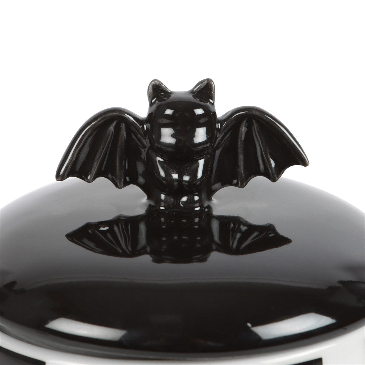 Gothic Keksdose in schwarz-weiß gestreift mit Fledermaus