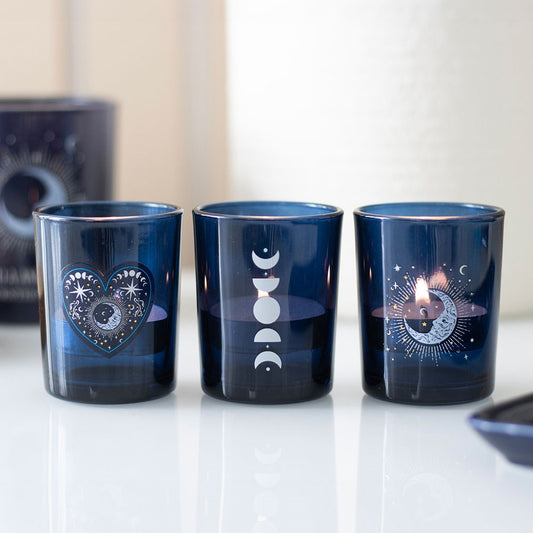 Teelichthalter Blue Moon 3-teilig Gothic Deko Kerzenhalter