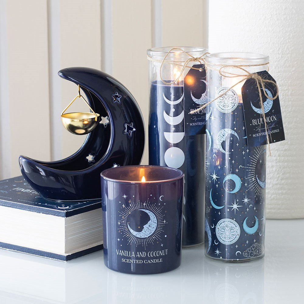 Blue Crescent Moon Ölbrenner in blau Halbmond mystic Deko