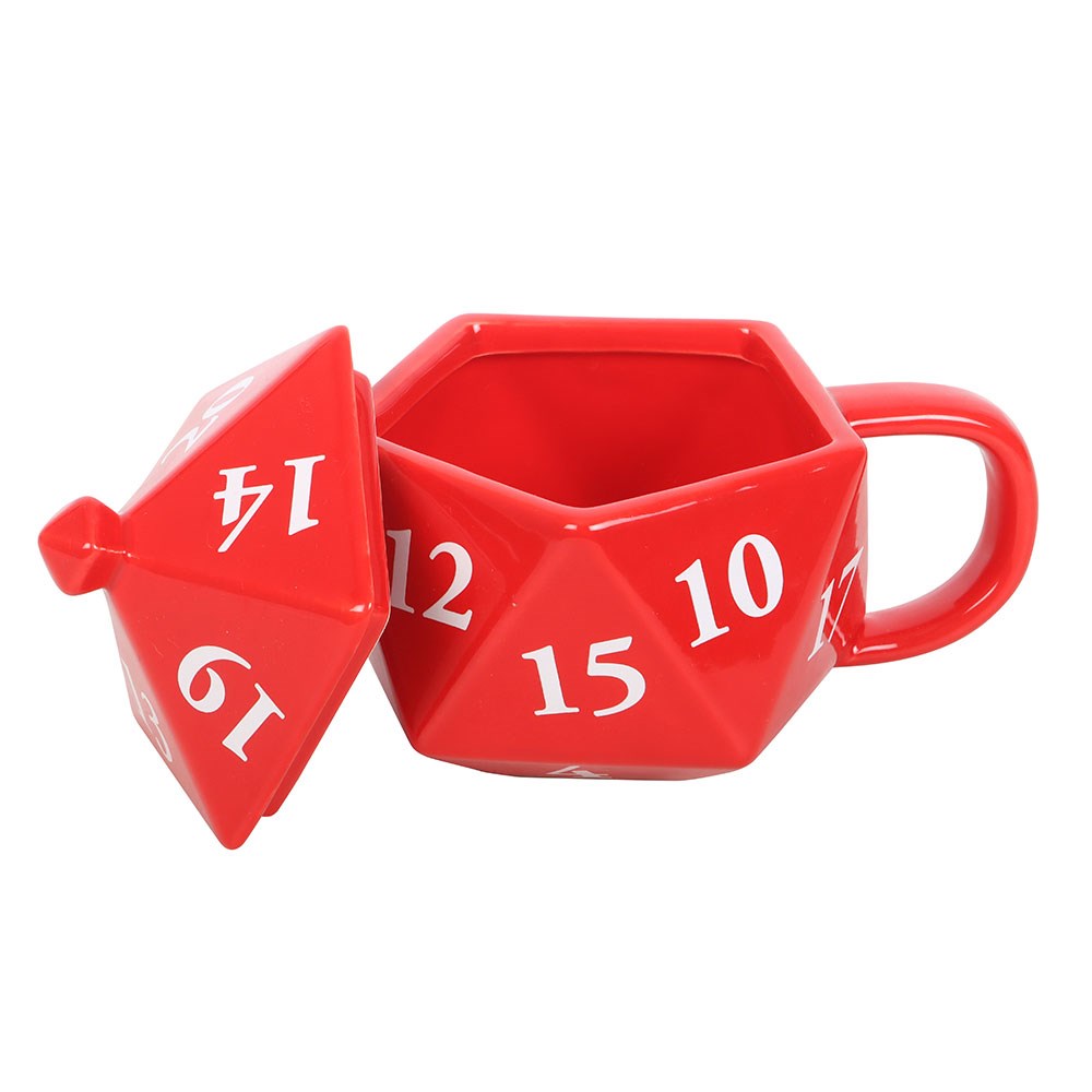 Rollenspieler D20 Würfel Gaming Tasse Becher in rot in 3D