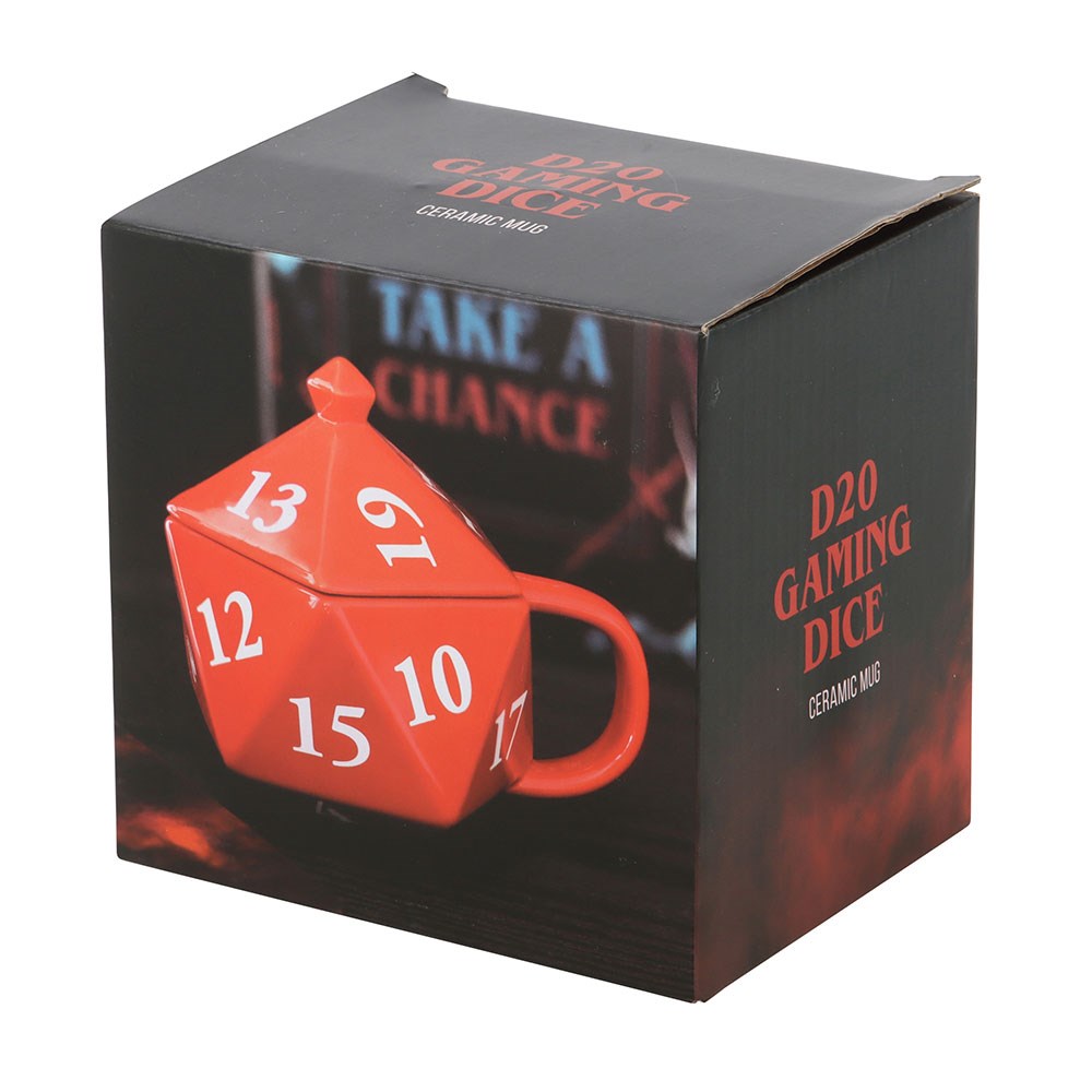 Rollenspieler D20 Würfel Gaming Tasse Becher in rot in 3D