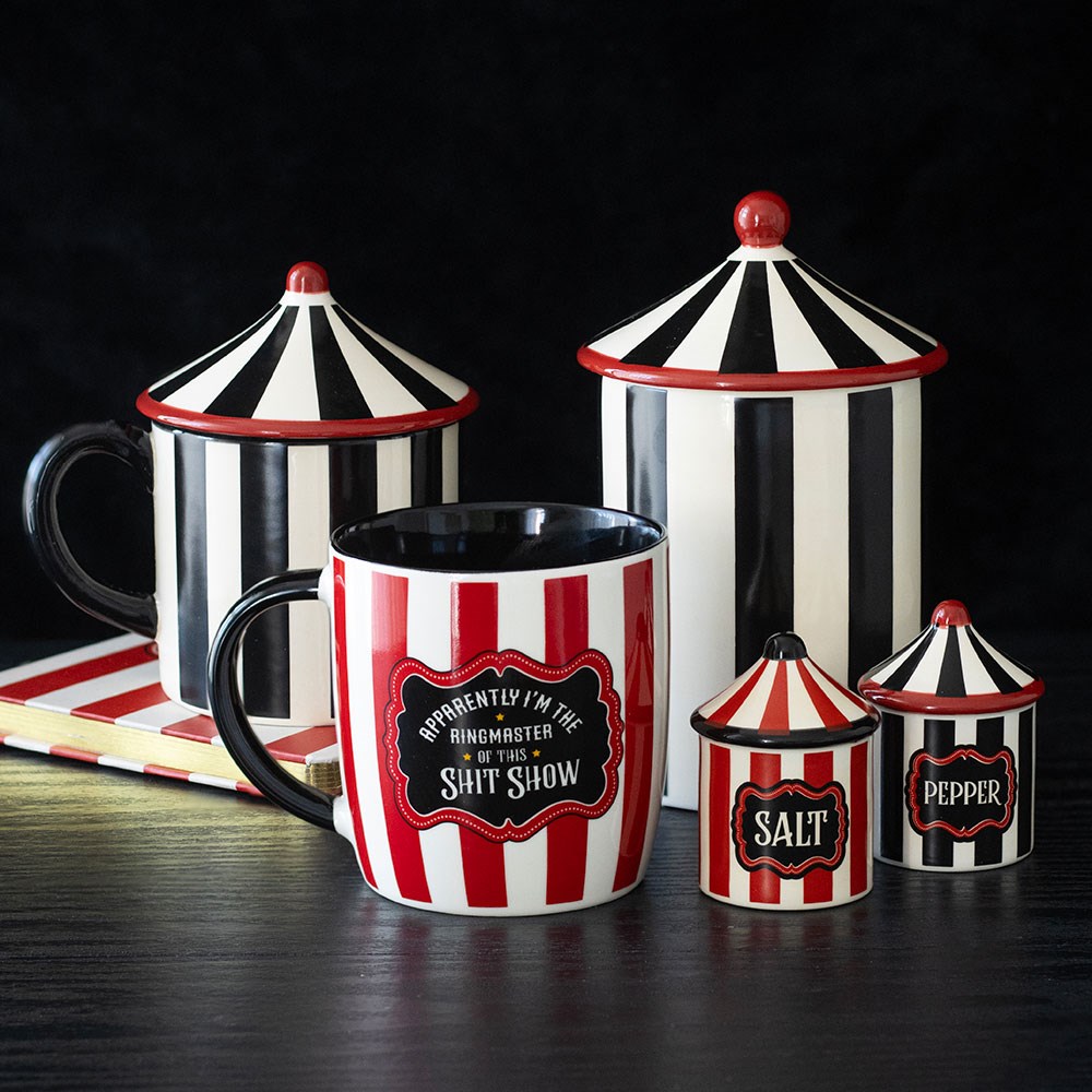 Black Striped Circus Tent Storage Jar - Schwarze Vorratsdose Zirkus