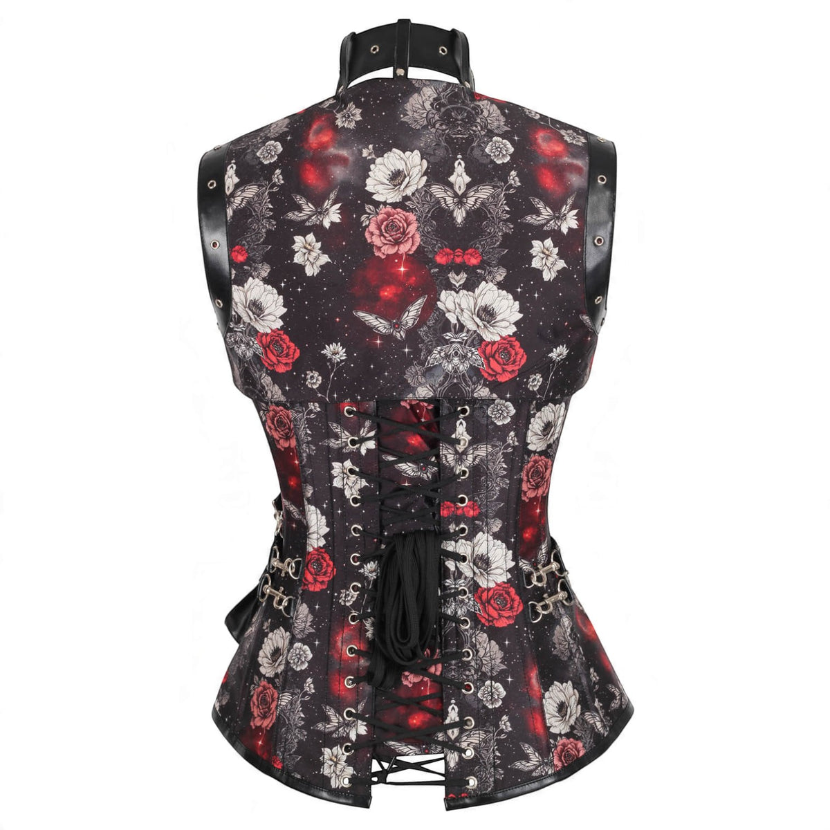 Dark Romance Vollbrustkorsett mit Rosen, Schmetterlingen und Bolero
