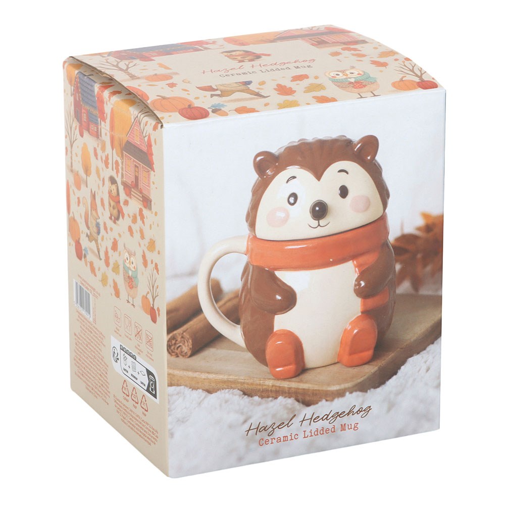 Vintage Tasse Kaffeebecher Igel mit Deckel – Hazel Hedgehog