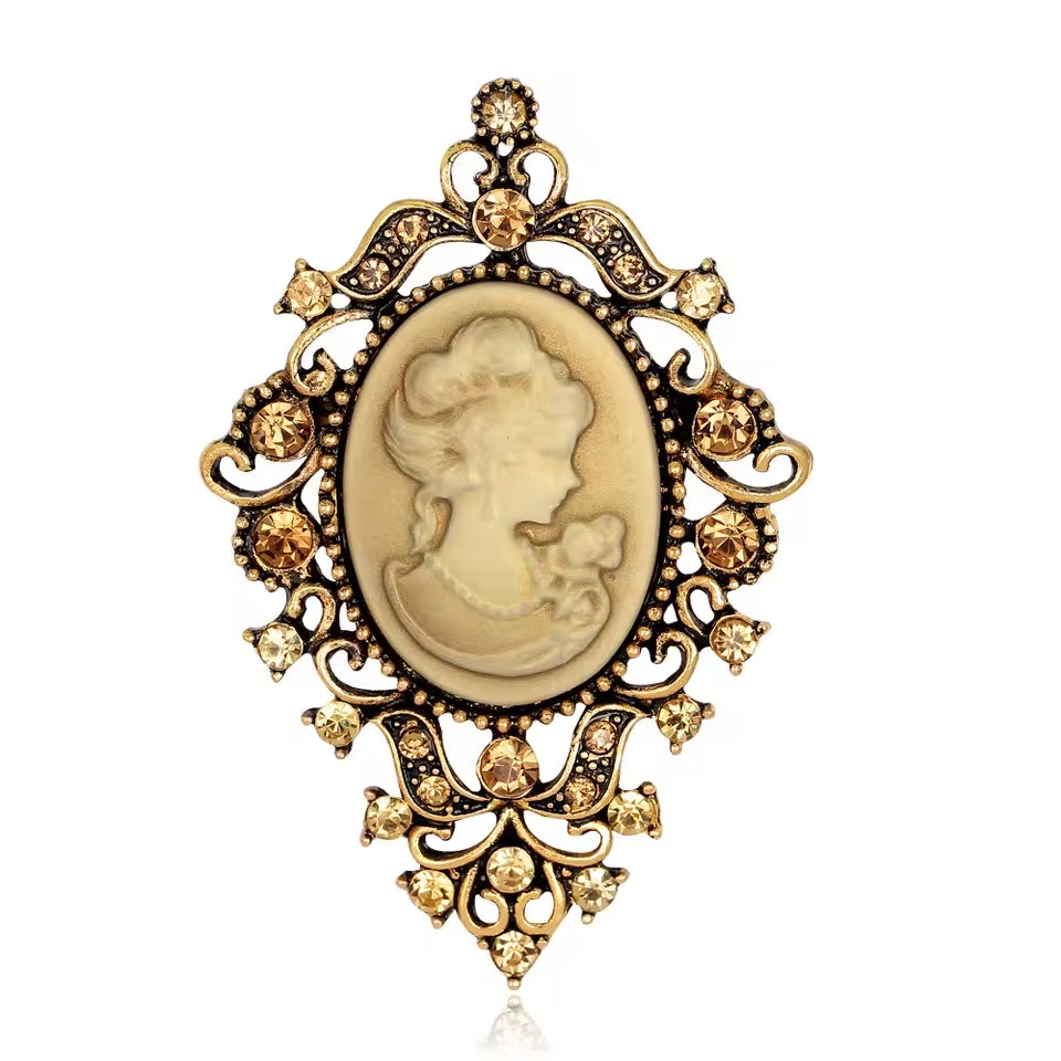Vintage Brosche Cameo goldfarben