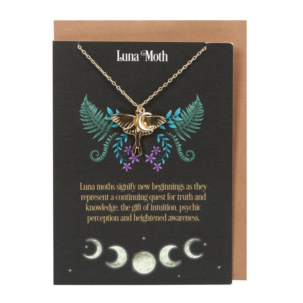Luna Moth Halskette mit Grußkarte vintage