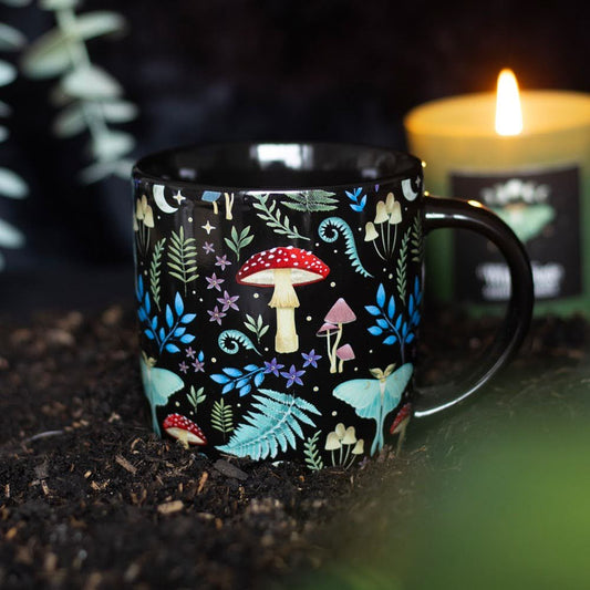 Vintage Tasse mit Aufdruck Pilz "Dark Forest" 340 ml