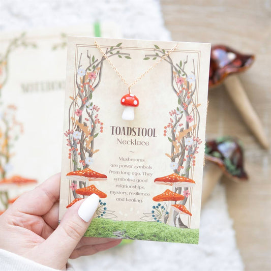 Vintage Halskette mit Grußkarte Fliegenpilz