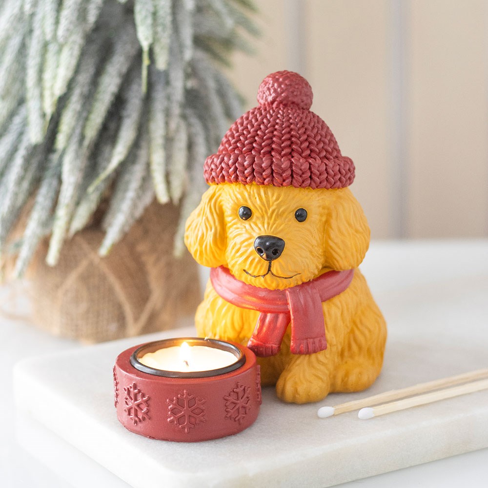 Winter Puppy Resin Tealight Candle Holder – Lifestyle
