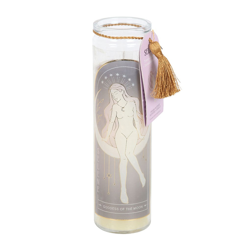 Selene Goddess Kerze im Glas mit Amethystkristallen