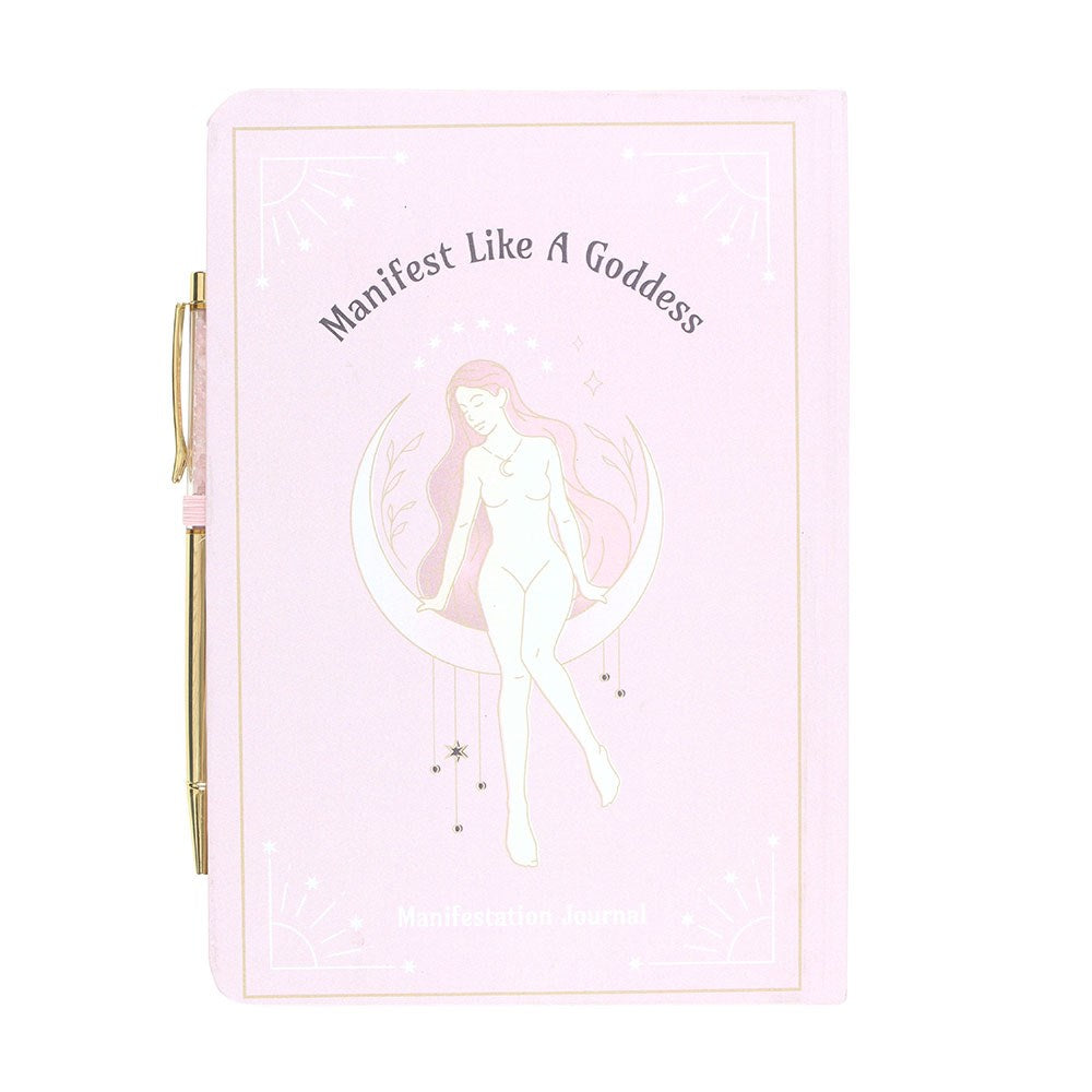 Goddess Tagebuch Notizbuch mit Rosenquarz-Kristallstift A4