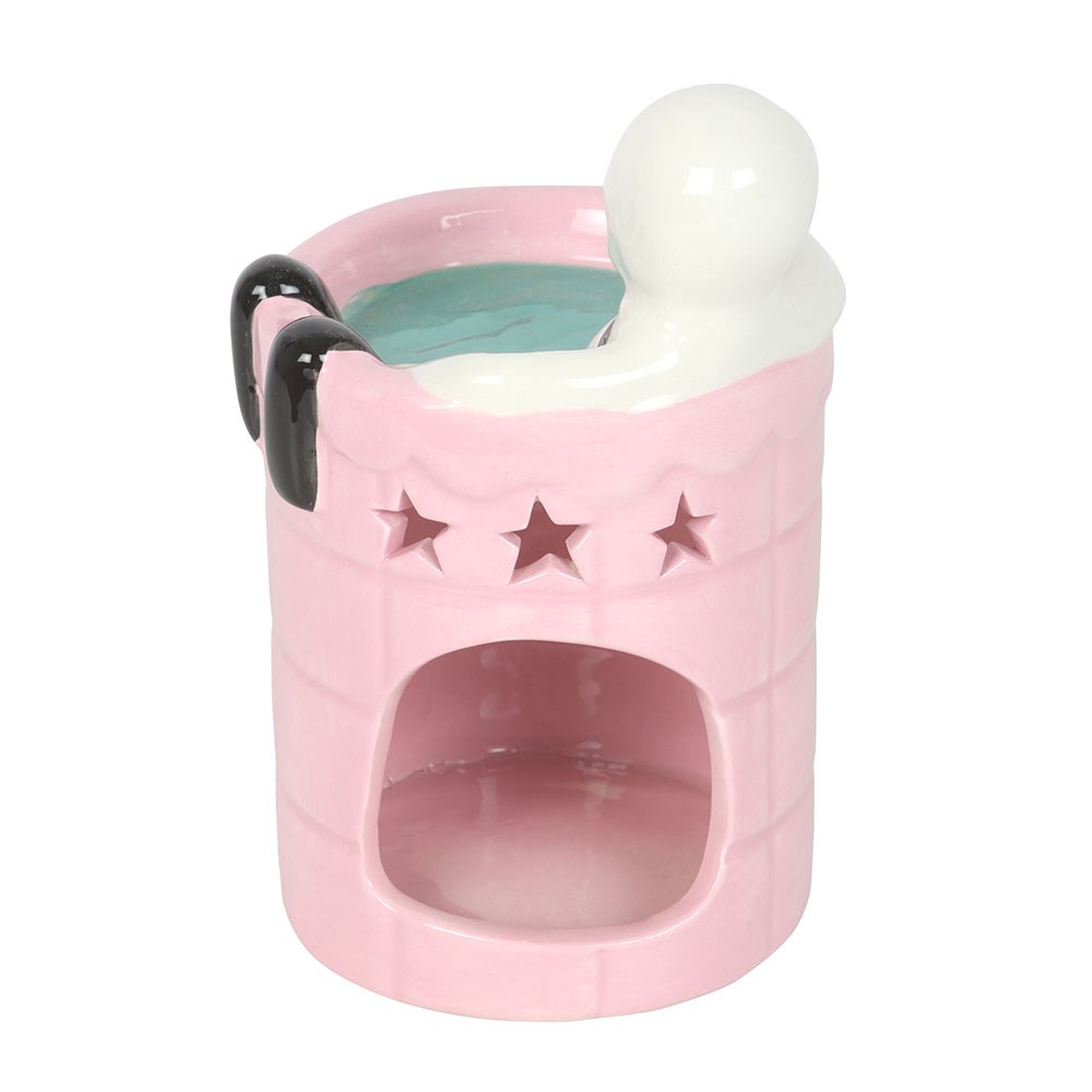 Keramik Duftlampe Skelett in Badewanne Pink gothic Halloween