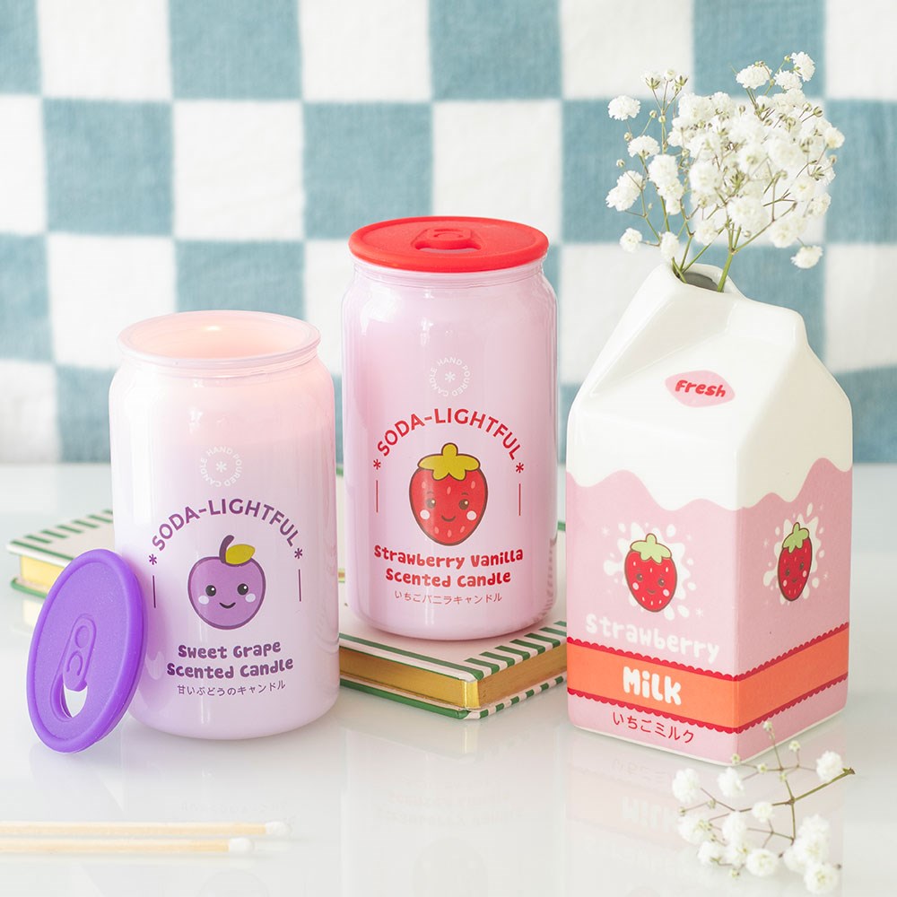 Strawberry Milk Carton Flower Vase - Kawaii Keramik Blumenvase