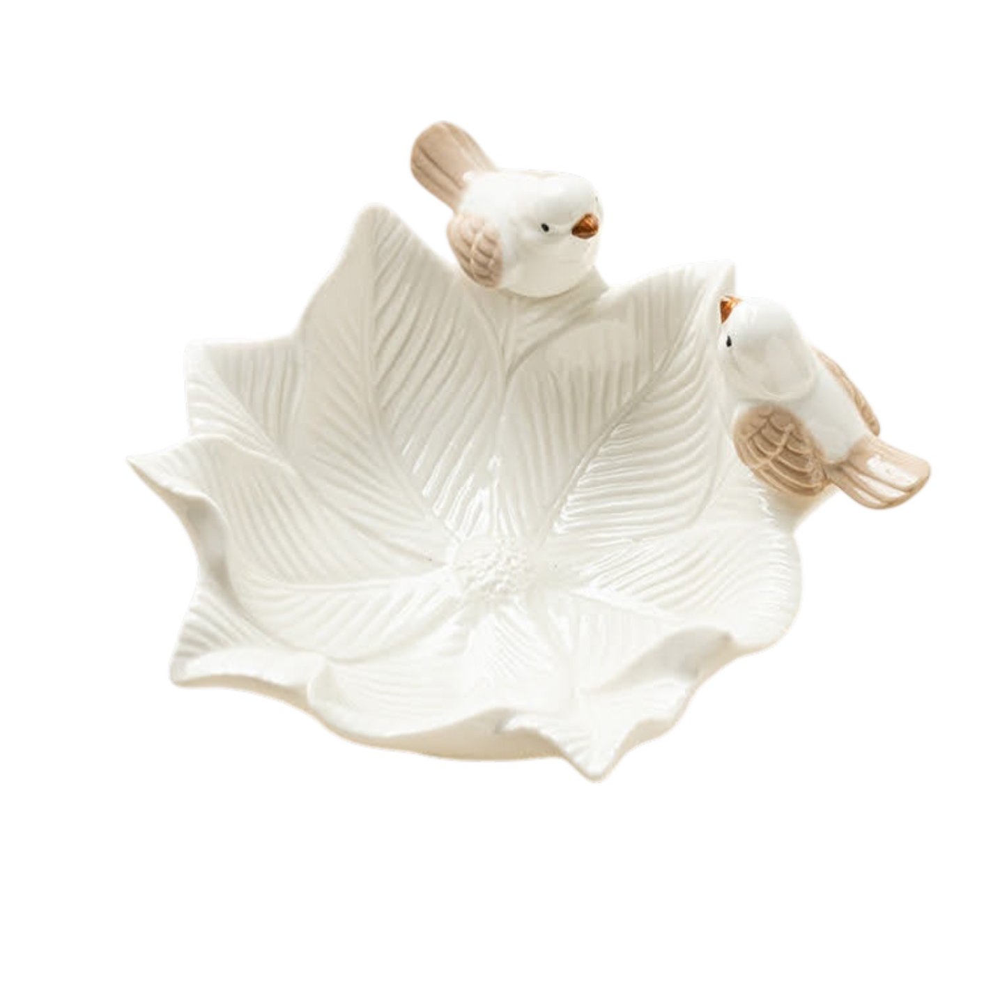 Romantische Keramik-Schale mit Vögeln - Weiß Klein