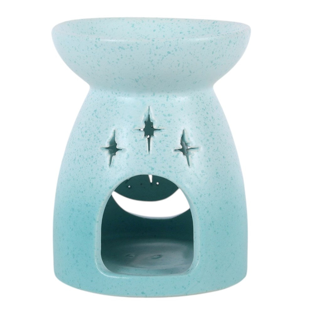 Pastel Skies Ceramic Oil Burner Mintblau – Seitenansicht Sternchen