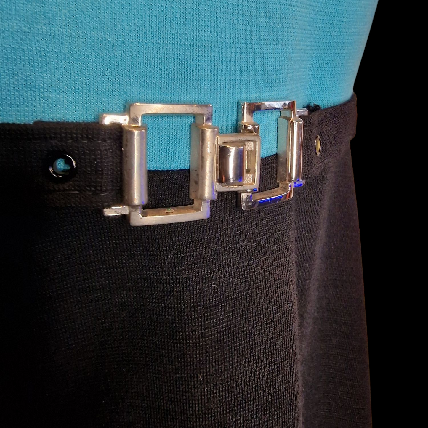 Vintage 60er Jahre Kleid Türkis-Blau mit Space-Applikation J.Hofmann AG