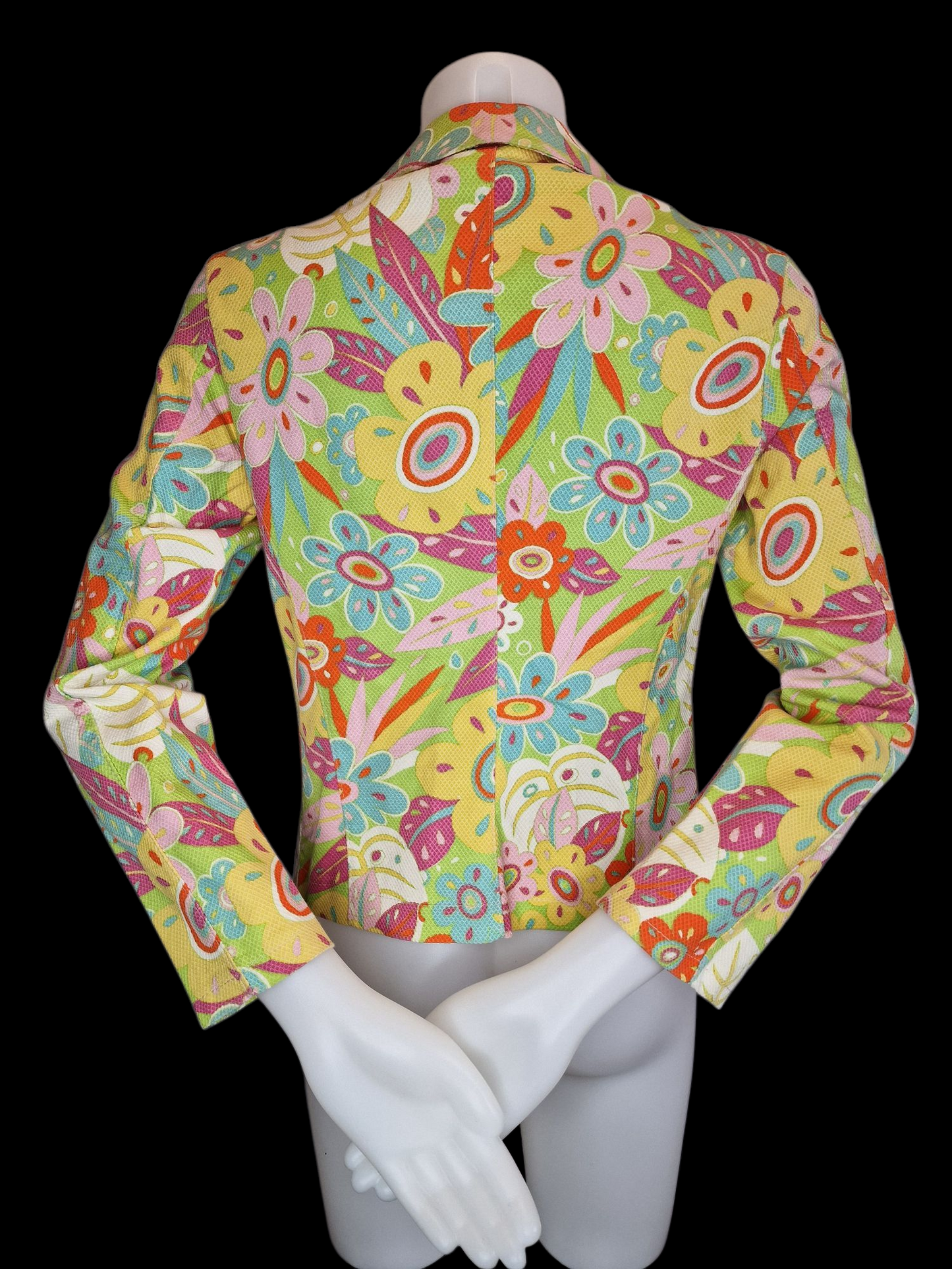 Vintage Jacke 70er Jahre - Bunt mit psychedelischem Blumenmuster S