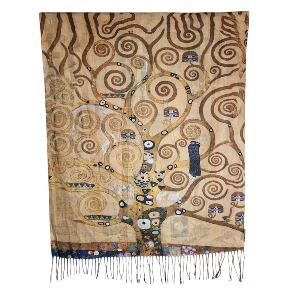 Warmer Schal mit Kunstmuster "Der Lebensbaum" von Gustav Klimt