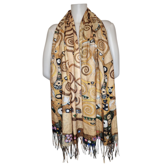 Warmer Schal mit Kunstmuster "Der Lebensbaum" von Gustav Klimt