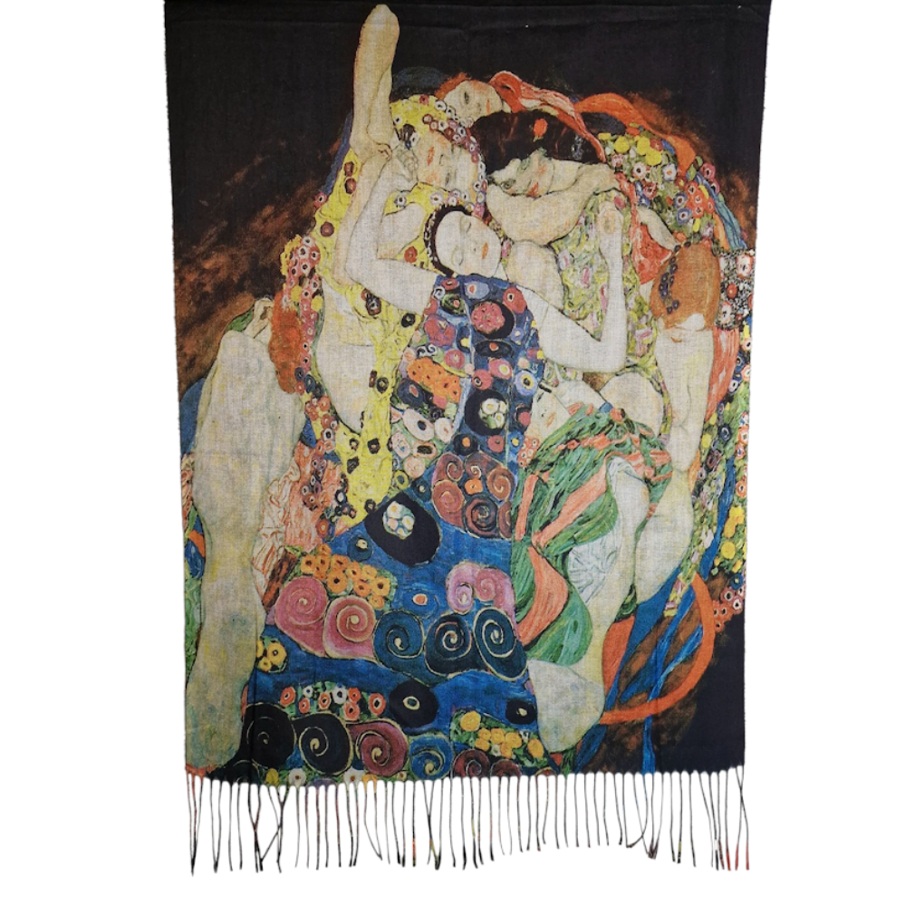 Warmer Schal mit Kunstmuster "Die Jungfrauen" von Gustav Klimt
