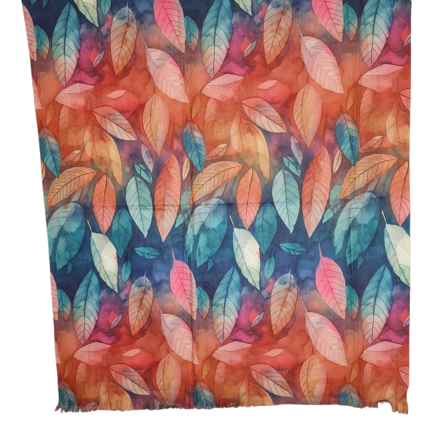 Kuscheliger Schal mit Blattmotiv bunt 180x80 cm