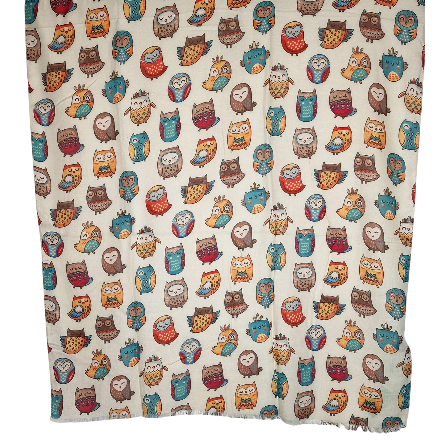 Kuscheliger Schal mit Eulen Motiv beige 180x90 cm