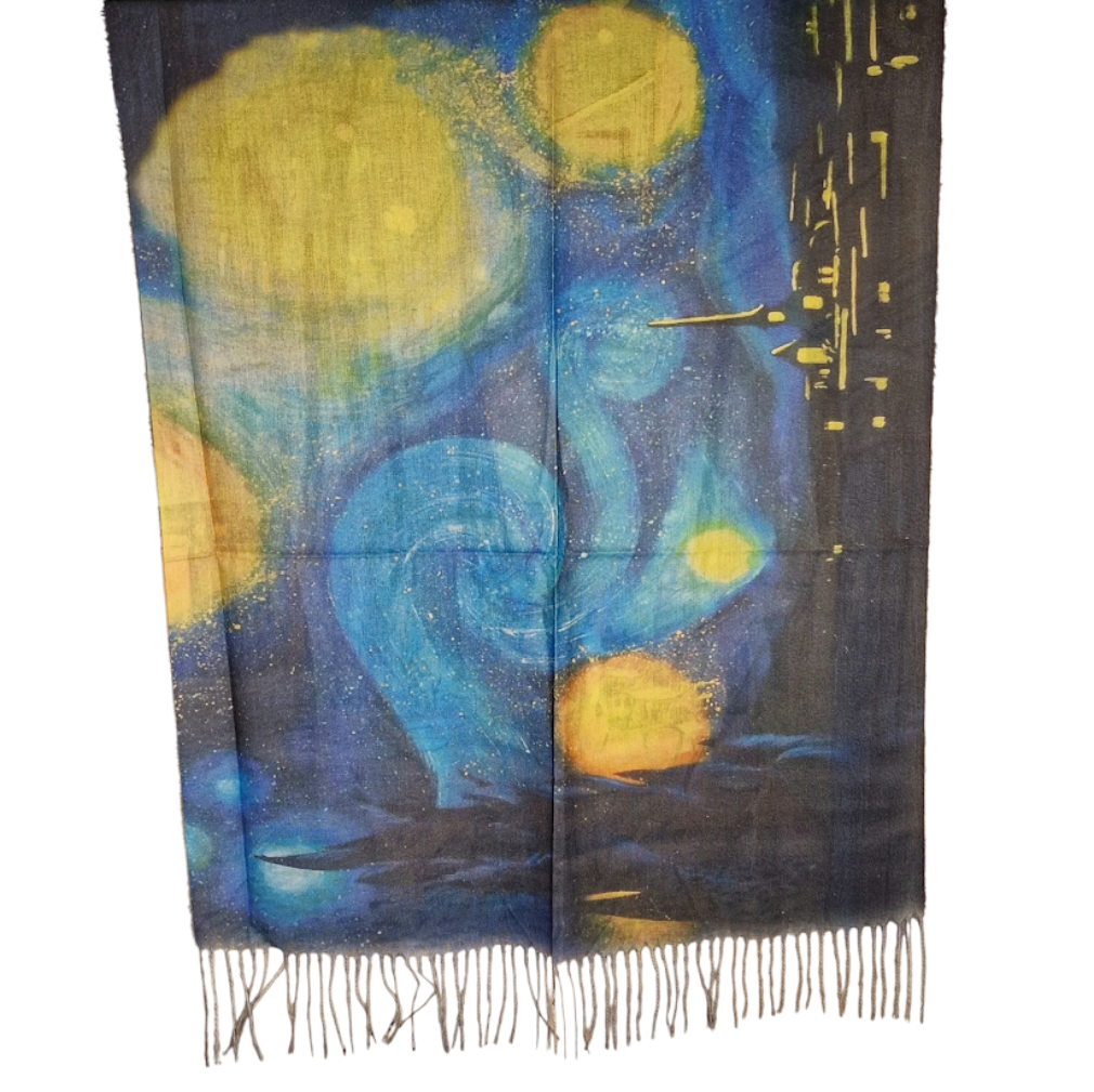 Warmer Schal mit Kunstmuster "Sternennacht" von "van Gogh"