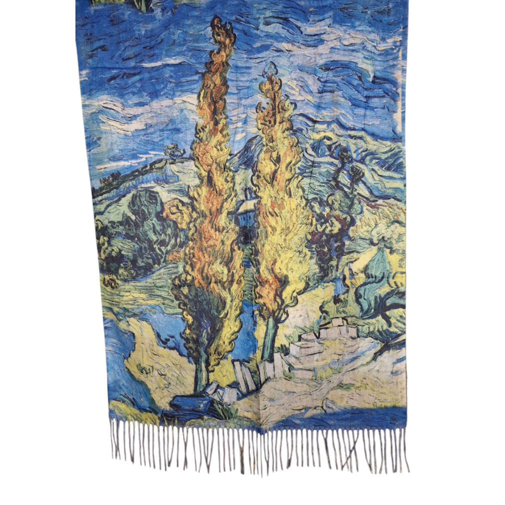 Warmer Schal mit Kunstmuster "Nachtcafé" von "van Gogh"