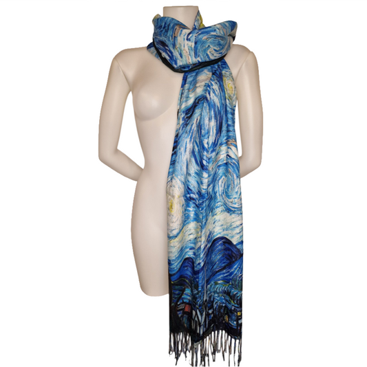 Warmer Schal mit Kunstmuster "Sternennacht" von "van Gogh"