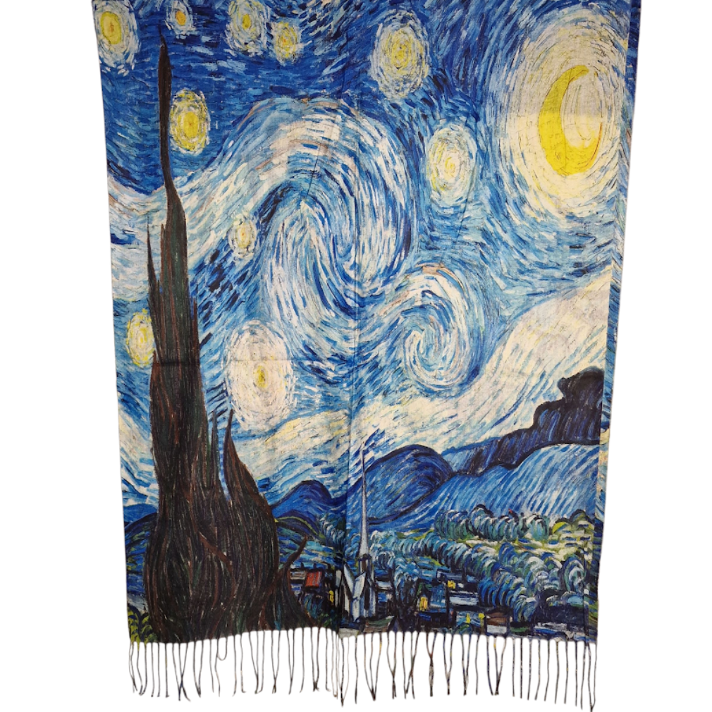 Warmer Schal mit Kunstmuster "Sternennacht" von "van Gogh"
